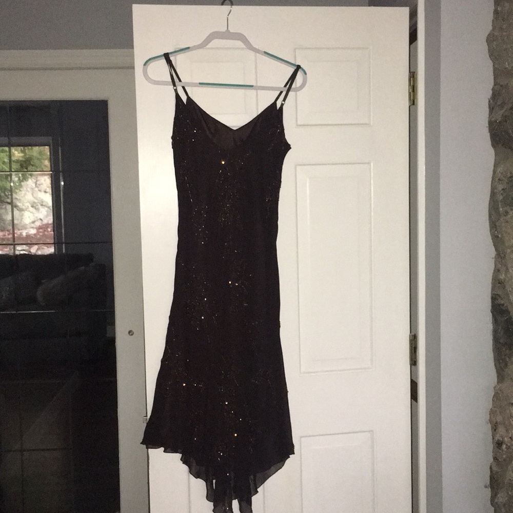 Jkara beaded & sequin brown cocktail dress size 10